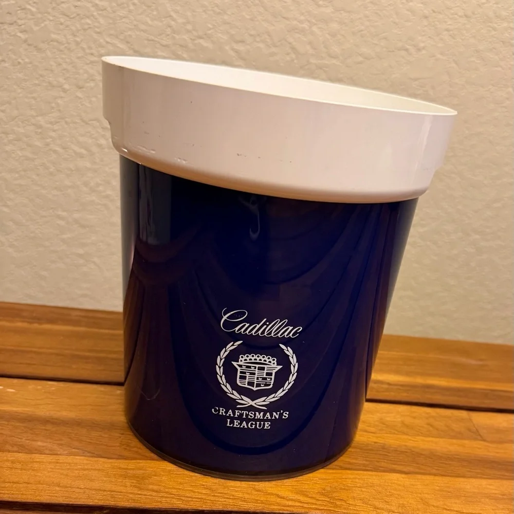 Vintage Cadillac Craftsmans League Ice Bucket Blue Thermo Serv USA Made